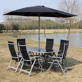 7pcs Outdoor Folding Patio Dining Set With Table 4 Chairs Umbrella 7pcs Outdoor Folding Patio Dining Set