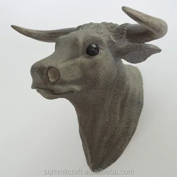 Wall Mounted Animal Head Resin Decorative Wall Bull Head Sculpture