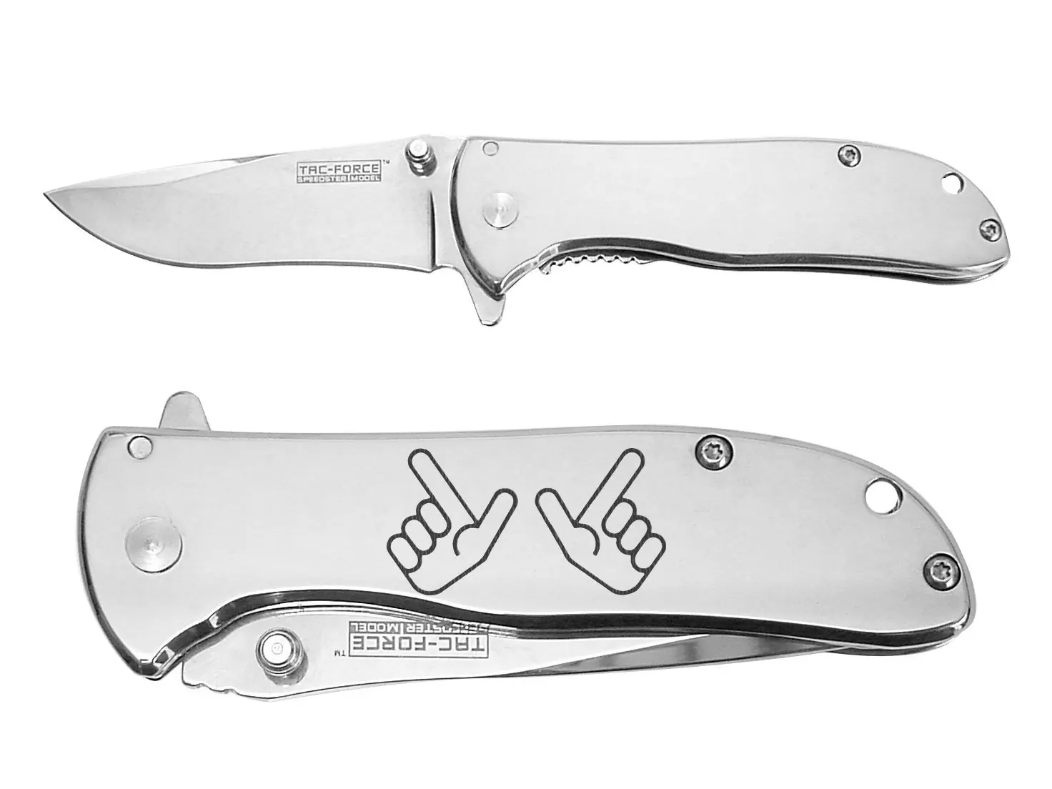 Red Raiders Guns Up Hand Symbol Texas Tech Mirror Finish TACForce Speedster Executive Folding Knife
