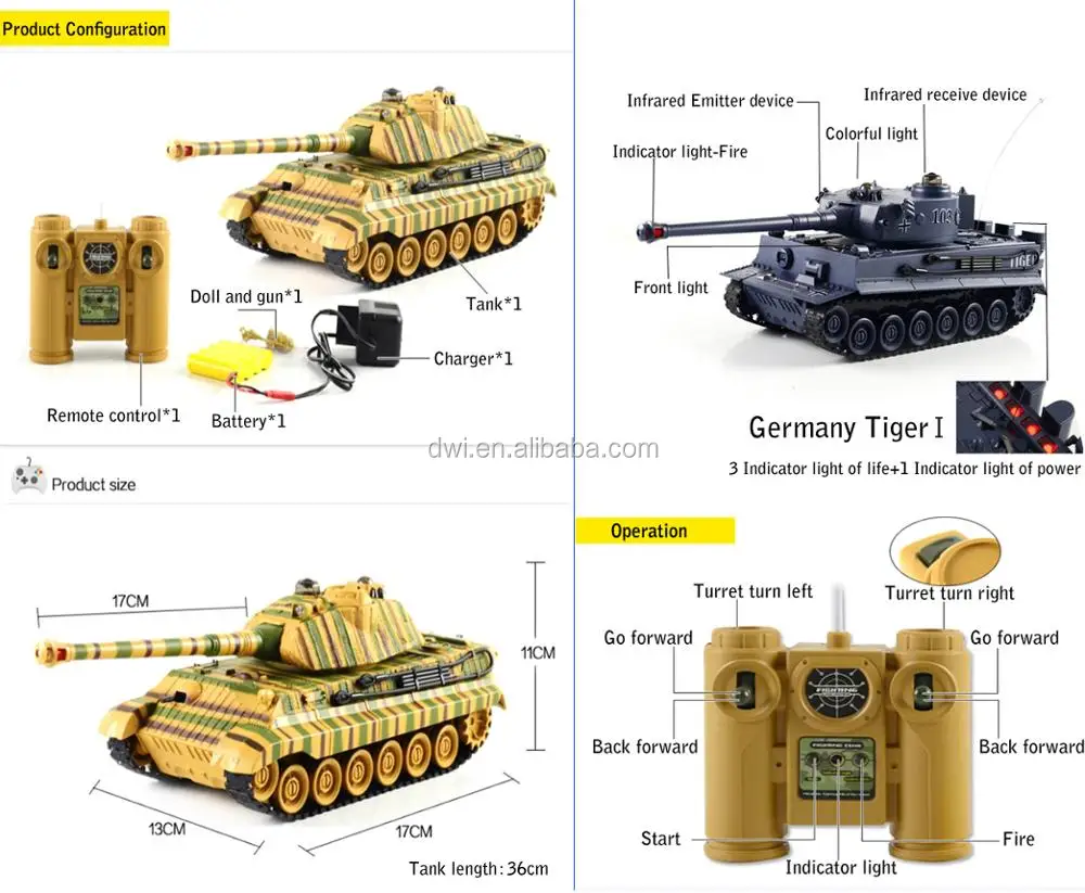 Dwi Dowellin 4ch Rc Tanks Toy Car Battle Tankvs 116 Henglong Buy Rc