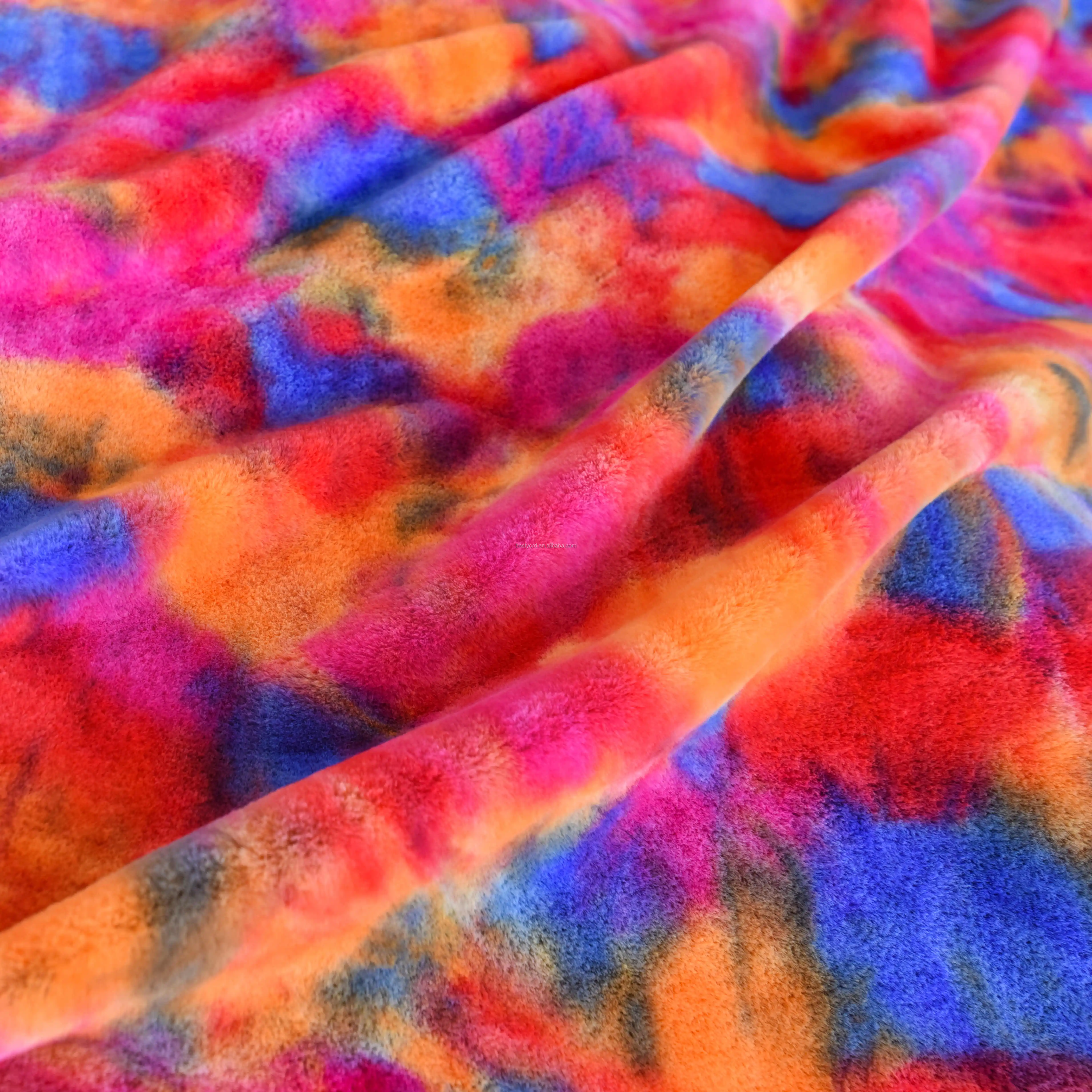 Tie Dye Velvet Fabric,Rainbow Pv Velvet,Multi Color Velvet Fabric,Tie