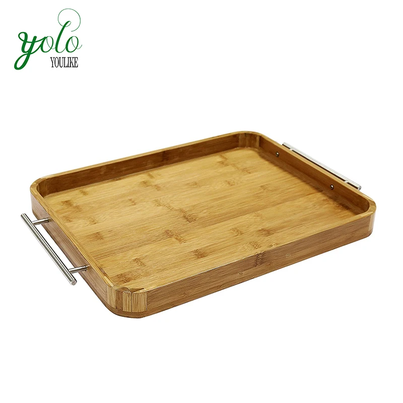 Decorative Large Bamboo Butler Serving Tray With Handle Buy Bamboo