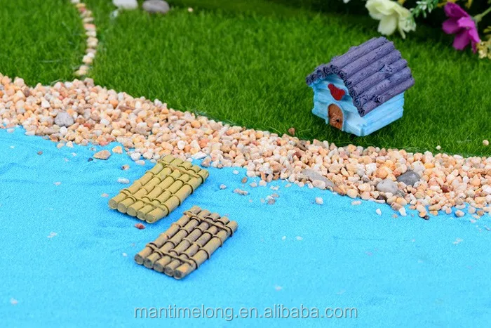 Simulation Mini Raft Boat Wood Raft Garden Decoration Decoration Garden ...