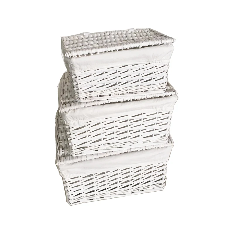 White Willow Basket Wicker Storage Basket With Lid Lining Buy Wicker