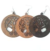 New product women round life of tree wood earrings WJ004