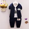 Spring And Autumn Baby Clothes Children's Fish Bone Pattern Long Sleeve 3-pieces Sets Boys Korean Style Children Leisure Suits