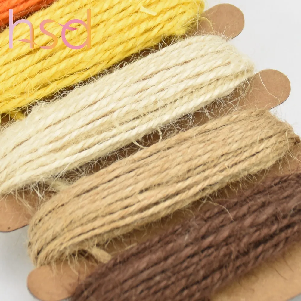 Wholesale 2mm Diy Colorful Twine Waxed Cord Hemp Jute Rope For Packing