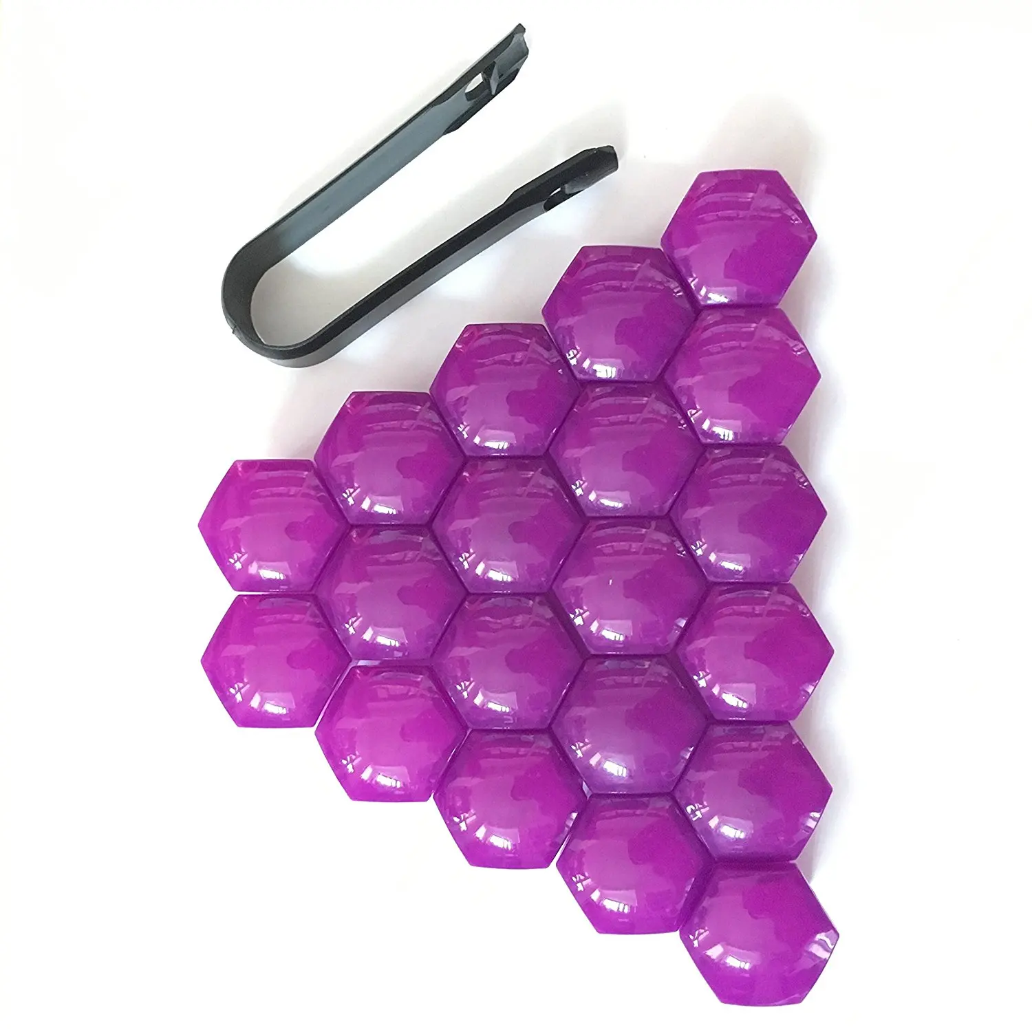 20pcs 19mm Purple Plastic Wheel Bolt Covers Cap Nut Protector And