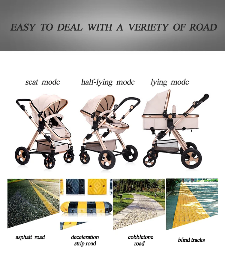 Baby Stroller 3 In 1 For 0-3 Years Baby Prams With Removable Shopping Basket