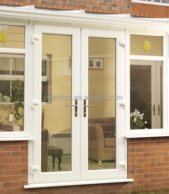 Windoor фабрики Китая upvc/ПВХ профиль французская дверь, отличное качество элегантный стиль французский интерьер дом двери