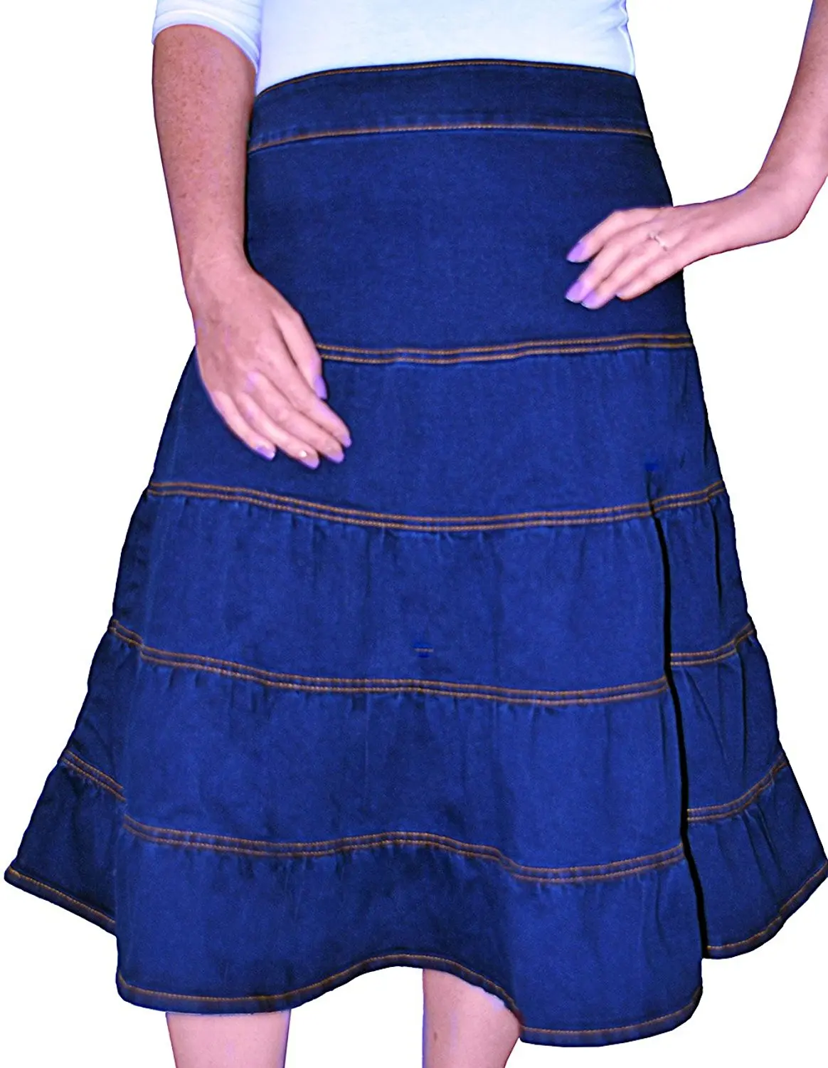 women's tiered denim skirt