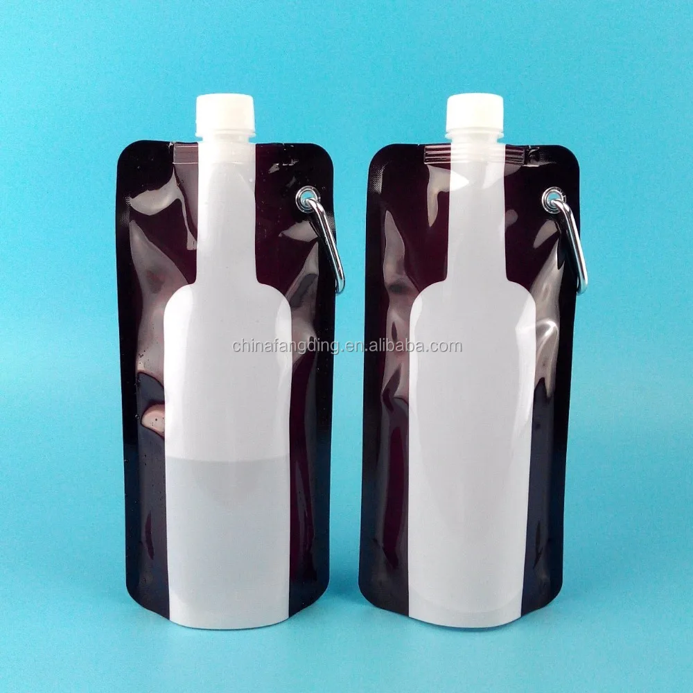 750ml 26oz Folding Water Wine Alcohol Bottle Printed Collapsible Bag Plastic Bottles Easy Carry Unique