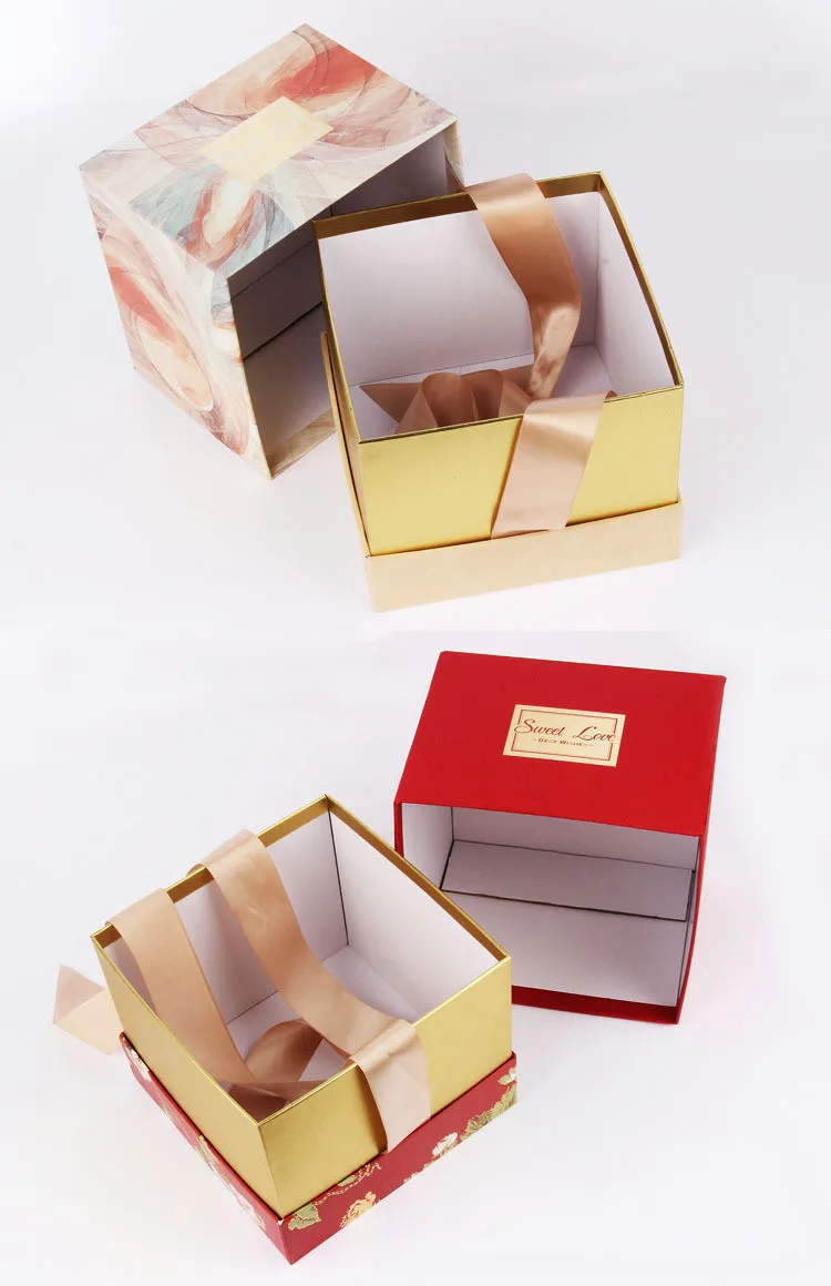 豪华硬刚性盖子和基地香水包装盒与丝带