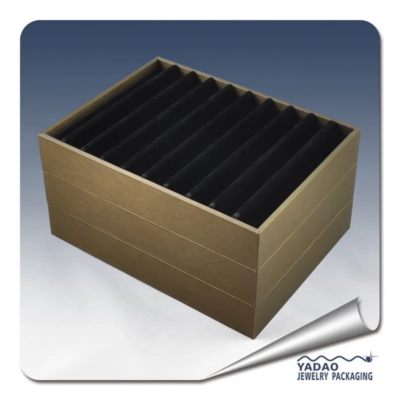 Jewelry Sample Wood Display Tray With Black Padded Velvet Pad Insert 