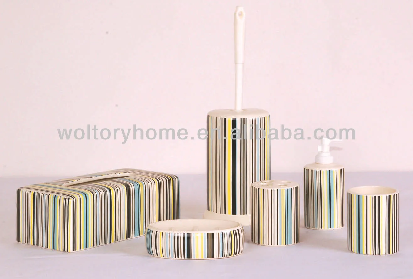 Retail Natural Bamboo And Ceramic Bath Accessories Set,Creative Bathroom Set Toothbrush Holder