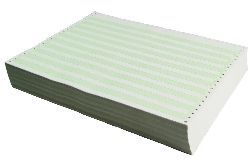 Genpak Unv15851 Green Bar Computer Paper 18lb 14-7/8 X 11 Perforated Margins 2600 Sheets for sale online