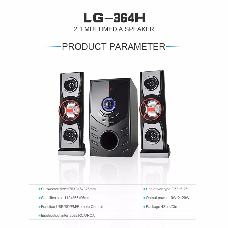 45 Watts Heavy Bass 2.1 Computer Gaming Speakers For Music On Desktop