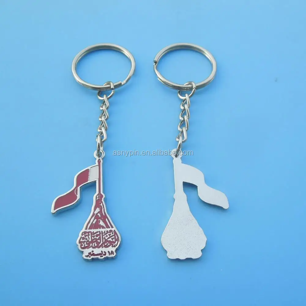 Map Shaped Qatar Flag Enamel Keychain Buy Qatar Country Flag Keychain