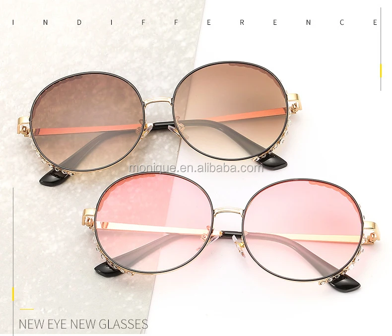 Vintage pequeño diamante redondo gafas de sol diseñador demujer 