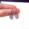 KM bridal jewelry silver earring manufacturer long dangle crystal cubic zirconia sparkle ball bow tie earrings