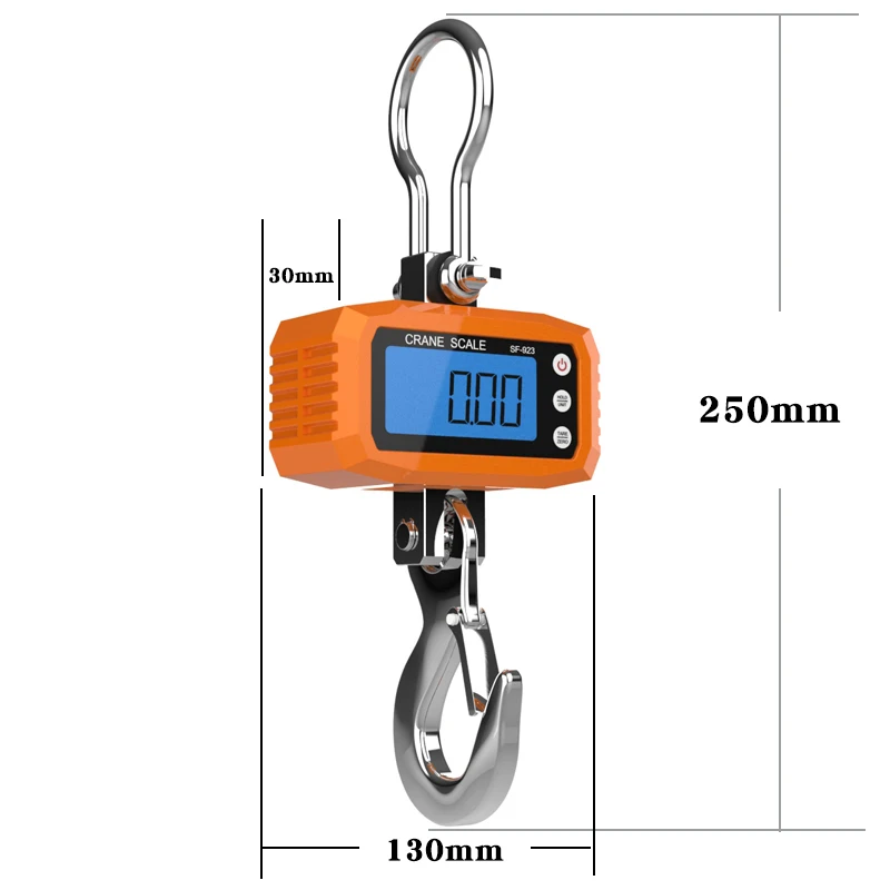 Sara-u 200kg 100g Mini Heavy Duty Electronic Digital Stainless Steel Hook Scale Fish Hanging Crane Scale LCD Loop Weight Balance 