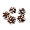 Snow Flocked Christmas Pine Cones Ornament Natural Dried Pine Cones Crafts Fall Winter Holiday Xmas Decoration Supplies