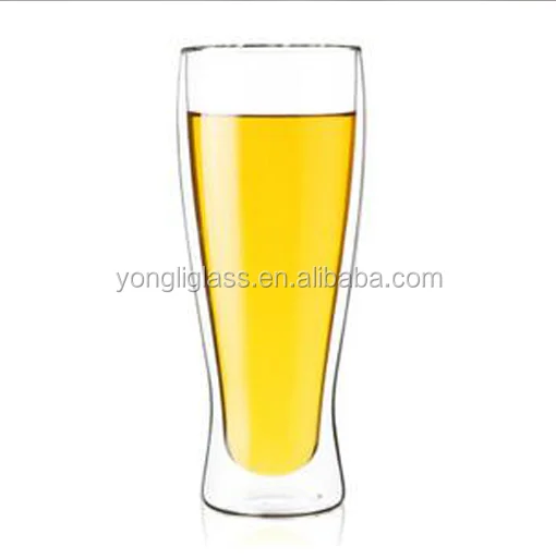 500ml High quality borosilicate double wall beer glass/double wall thermo glass