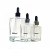 15ml 30ml 50ml 100ml Flat square Rectangle Luxury Glass Dropper Bottles with shiny silver gold collar for Serum Elixir Essent