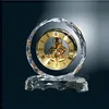Office gift set table decoration gift Crystal glass business Clock with Visible Skeleton Movement