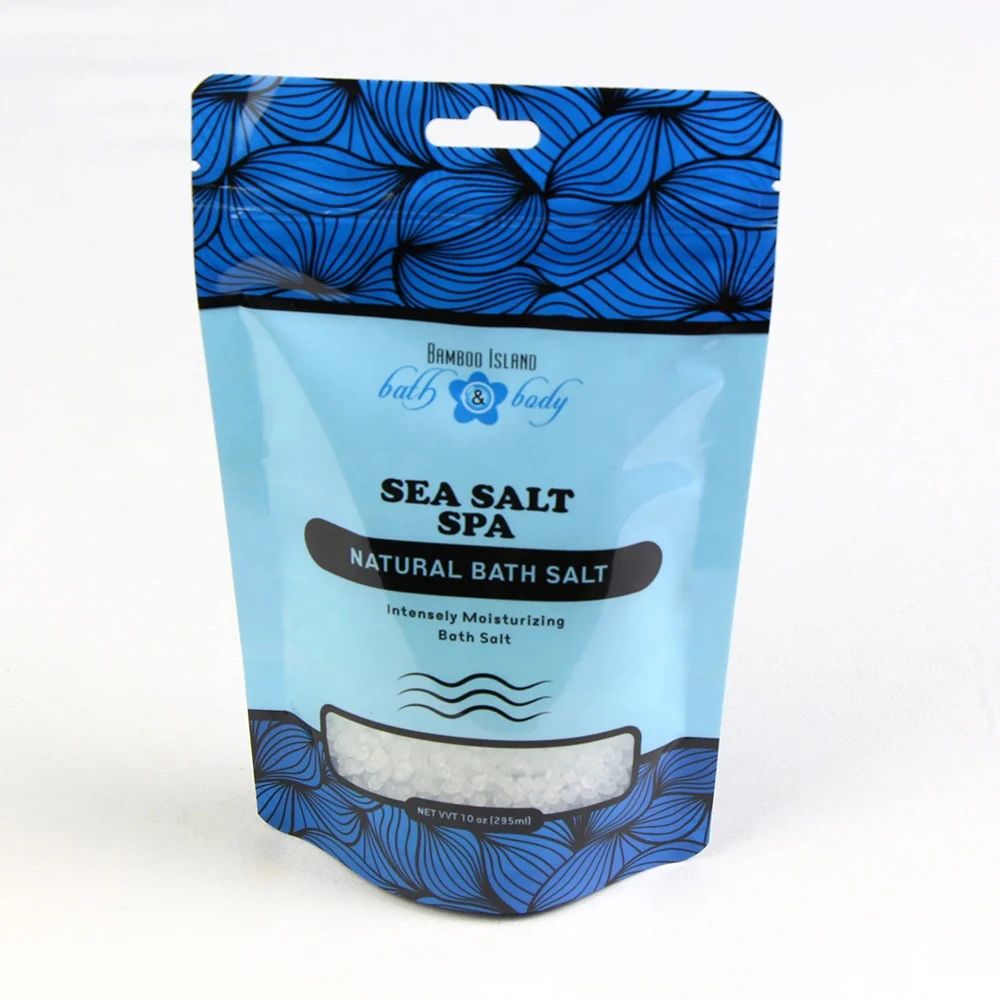 Custom Laminated Ziplock Stand Up Bath Salts Packaging Bag With Window
