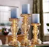 Long-stemmed mercury glass pedestal candlestick christmas pillar candle holder
