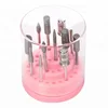 Pink Plastic Nail Drill Bits Tools Box with 48pcs Empty Storage Holes