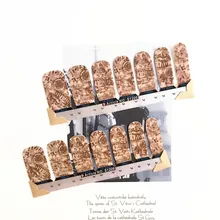 Vintage Coffee Stamps Nail Arts Stickers 14 pcs set Full Tape Patch Waterproof Foils Decals Polish