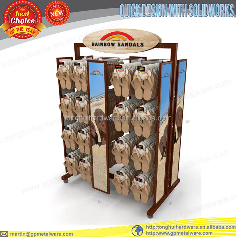 double side retail metal slippers display holder, View metal slippers display holder, leading