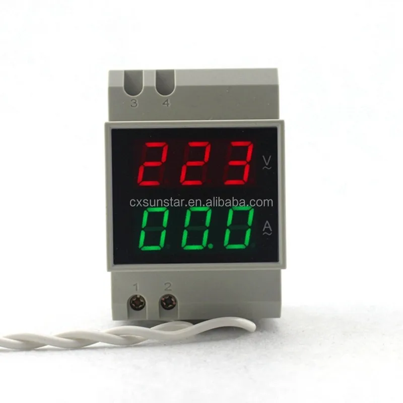 Digital Meter Din-Rail Dual LED Ammeter Current Meter AC200-450V 0-99 MT