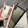 Luxury Cute 3D Hard Acrylic Back Cow Devil Horn Cover Mirror Phone Case For iPhone 7 6 6s 5 8 Plus X XS Max XR