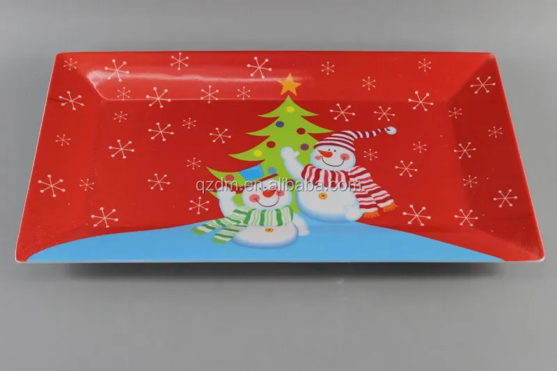 Christmas Melamine Rectangle Plate Plastic XMAS Tray
