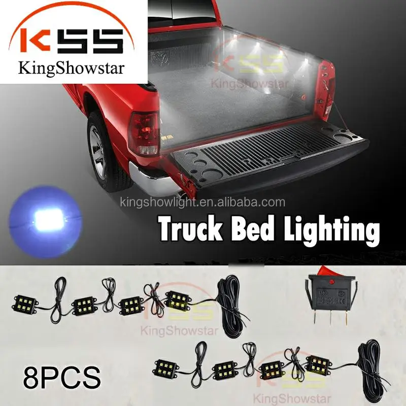 8pcs Rock Pickup Truck White Under Body 48 LED Lighting Bed Cargo Atmosphere Light