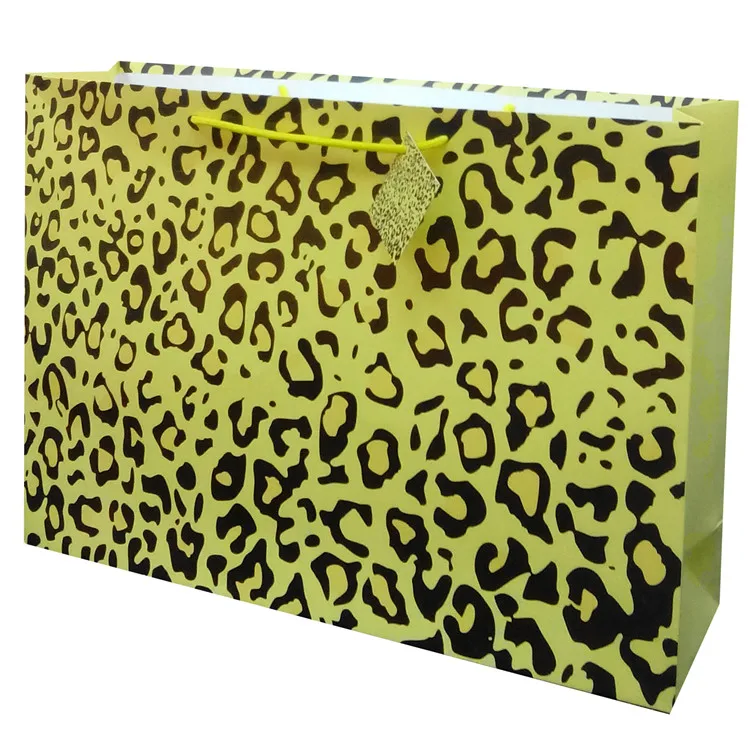 Wholesale Leopard Printed Paper Gift Bag With Hang Tag