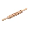 Christmas Snowflake Cat Wooden Rolling Pin Embossing Baking Cookies Noodle Biscuit Fondant Cake Dough Patterned Roller