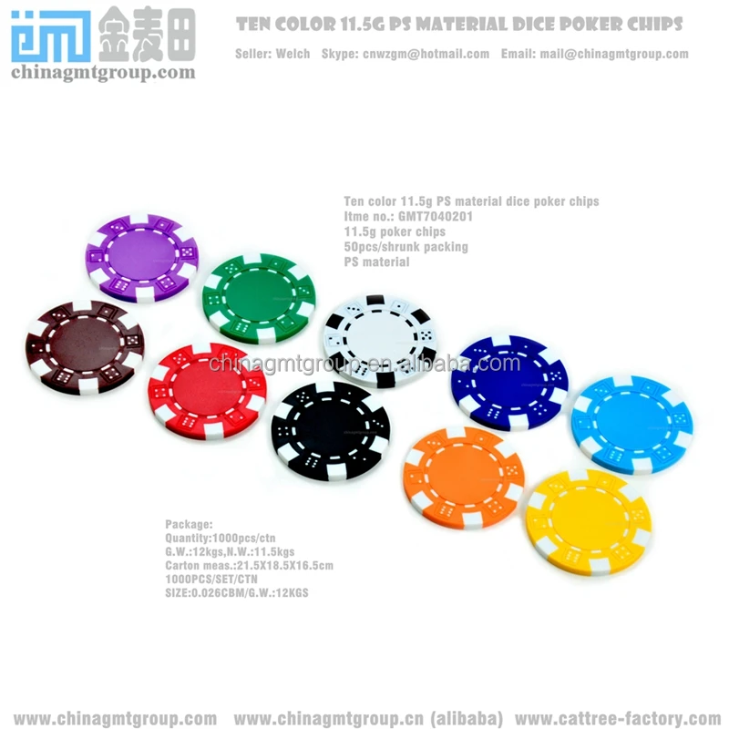 10 Colors Striped Dice 11.5g Clay Poker Chips Sample Set New