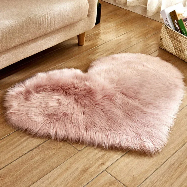 Creative Heart Shape Large Faux Fur Floor Mats,Wholesale Washable Floor