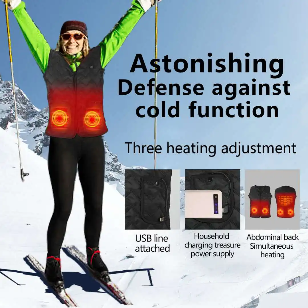 Usb Power Bank Heated Vest Adjustable Size Outdoor Waterproof Heating