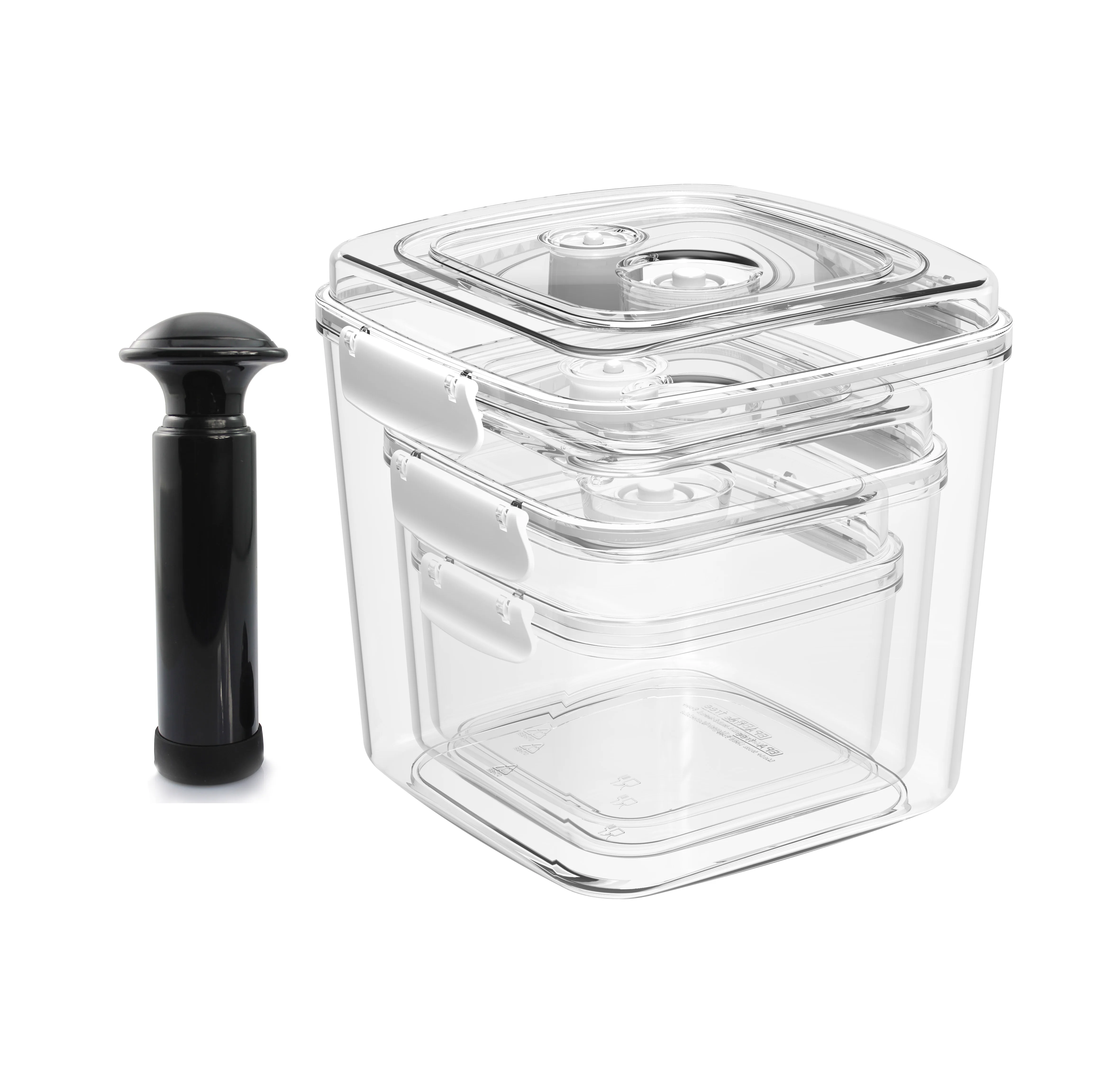 Transparent Bpa Free Plastic Vacuum Food Storage Container Set With