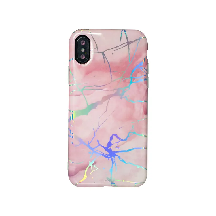 Stamping Silver Chrome Granite Phone Case for iPhone Xs Max Xr , for iPhone X Case Marble