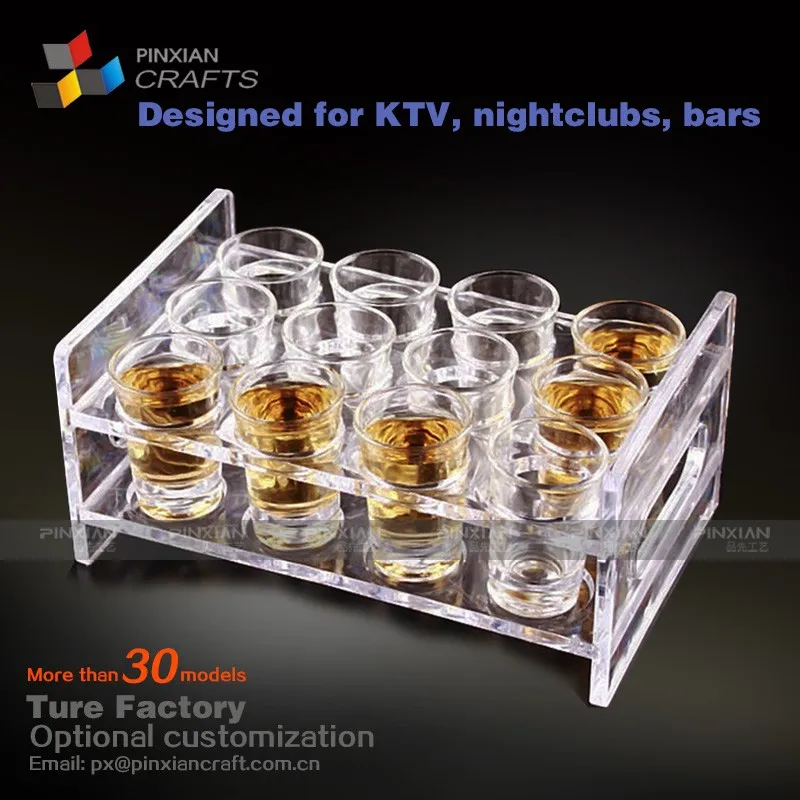 H Shape One Dozen Acrylic Tumbler Holder Rack,12 Hole Lucite Tumbler Display Stands,Clear 12