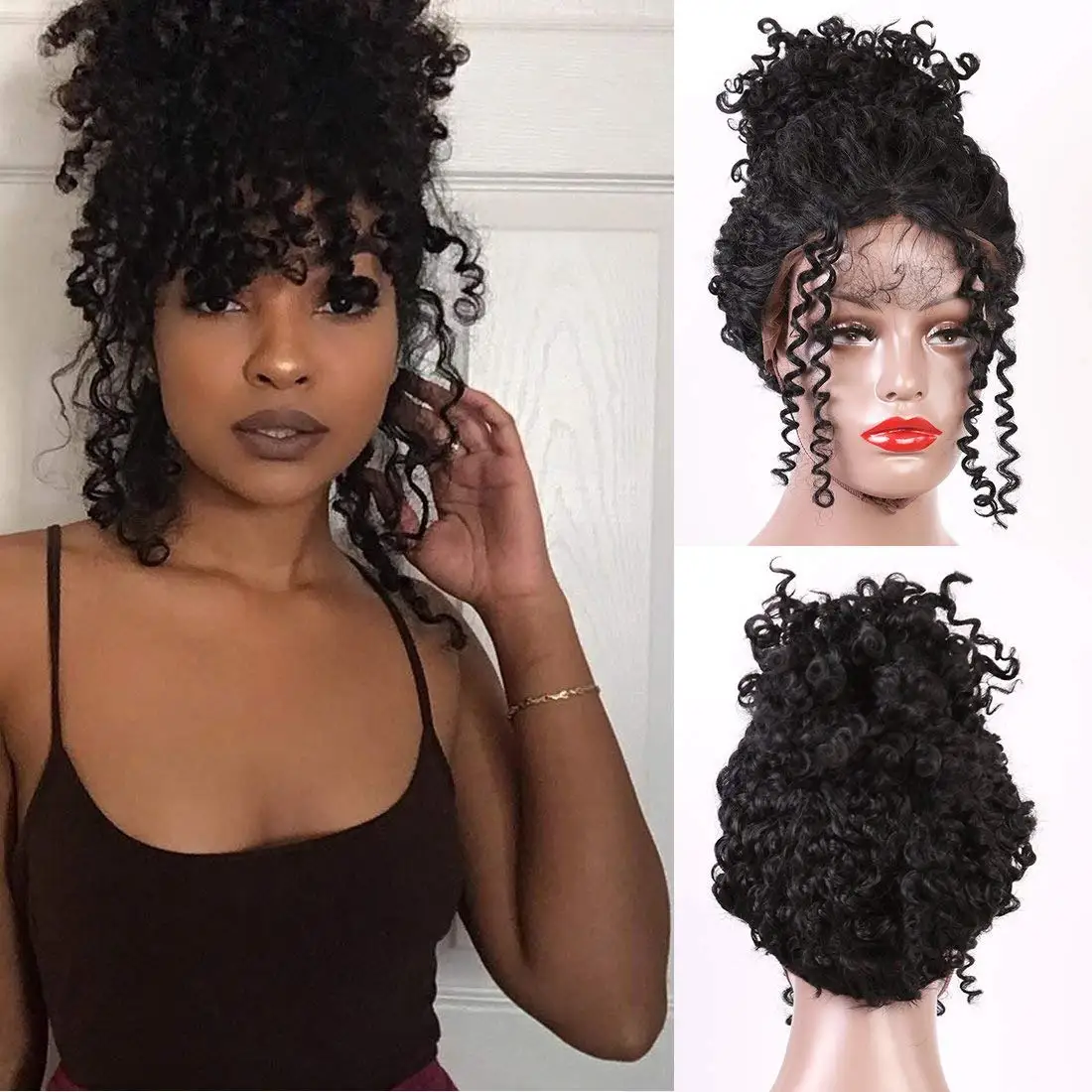Buy Andria Hair Afro Wig Lace Front Wigs Synthetic Curly Hair Wig For 