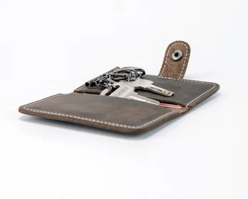 Brown Leather Smart Key Card Holder