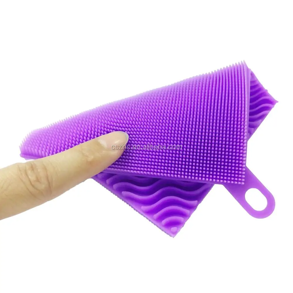 Food grade Square Antibacterial Silicone Dishwashing Brush Sponge Scrubber For Wash Pot Pan Dish Bowl Fruit and Vegetable