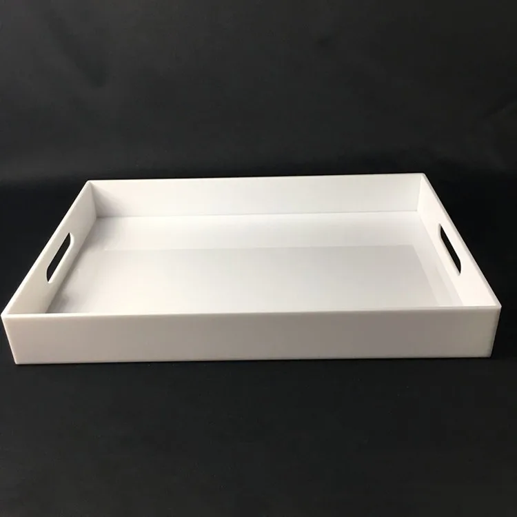 Hotel Furniture Customized Acrylic Serving Tray Eco Friendly White Color Plastic Hotel Amenity